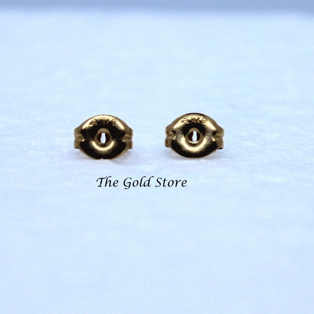 Solid Gold Blue Sapphire CZ diamond earrings - Picture 2 of 5